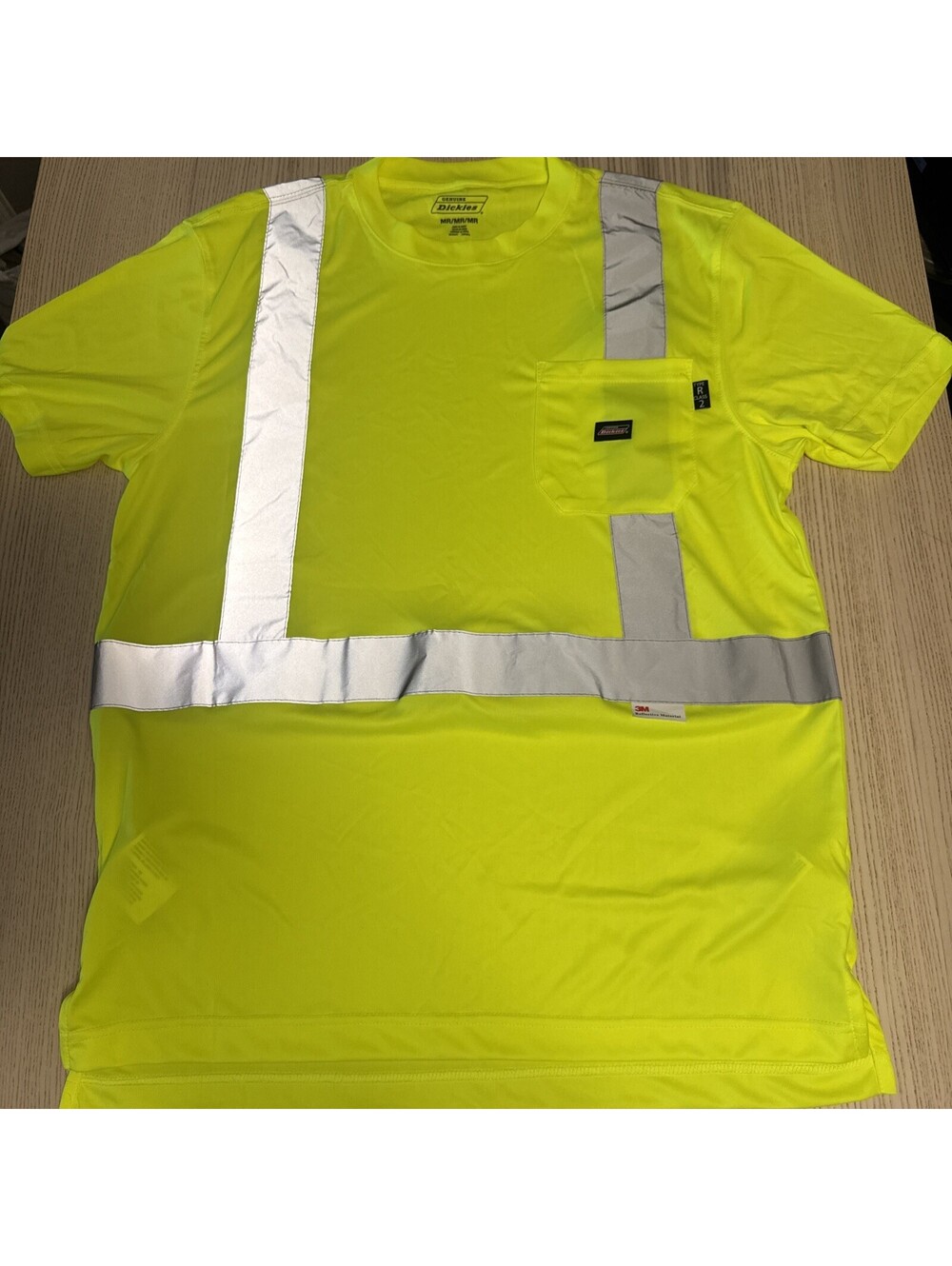 Genuine Dickies Men's Hi-Vis Safety T-Shirt ANSI Class 2 3M Reflective Yellow